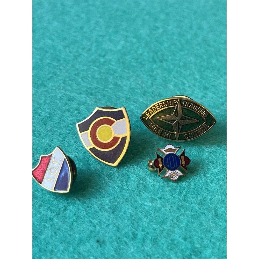 Vintage Enamel Pin Lot IOF Colorado Scout Fraternal Mile Hi Council 4pc